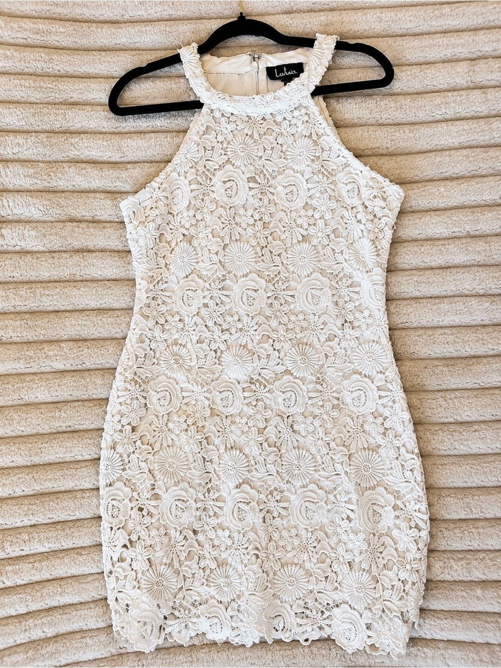 Lulu's Ivory Floral Lace Halter Mini Dress